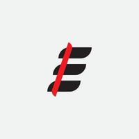 lettre initiale e avec ligne rouge. logo simple pour le sport, les vêtements, le club de jeux. vecteur