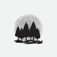 illustration de forêt de pins à feuilles persistantes. fond de forêt. vecteur
