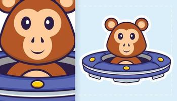 personnage de mascotte de singe mignon. peut être utilisé pour les autocollants, les patchs, les textiles, le papier. illustration vectorielle vecteur