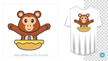 personnage de singe mignon. impressions sur t-shirts, sweat-shirts, étuis pour téléphones portables, souvenirs. illustration vectorielle isolée sur fond blanc. vecteur