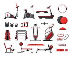 jeu d'icônes d'équipement de fitness gym vecteur