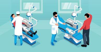 illustration horizontale isométrique dentiste vecteur