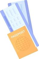 passeport avec objets vectoriels couleur semi-plat billets vecteur