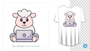 personnage de mouton mignon. impressions sur t-shirts, sweat-shirts, étuis pour téléphones portables, souvenirs. illustration vectorielle isolée sur fond blanc. vecteur