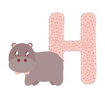 lettre h avec hippopotame vecteur