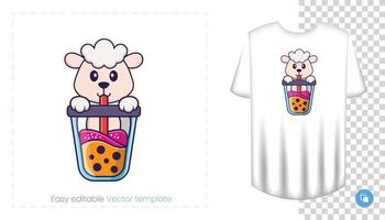 personnage de mouton mignon. impressions sur t-shirts, sweat-shirts, étuis pour téléphones portables, souvenirs. illustration vectorielle isolée sur fond blanc. vecteur