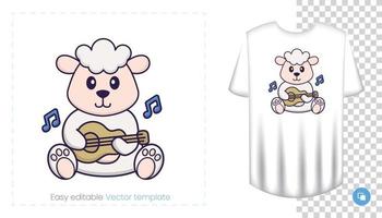 personnage de mouton mignon. impressions sur t-shirts, sweat-shirts, étuis pour téléphones portables, souvenirs. illustration vectorielle isolée sur fond blanc. vecteur