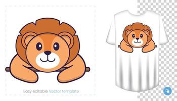 personnage de lion mignon. impressions sur t-shirts, sweat-shirts, étuis pour téléphones portables, souvenirs. illustration vectorielle isolée sur fond blanc. vecteur