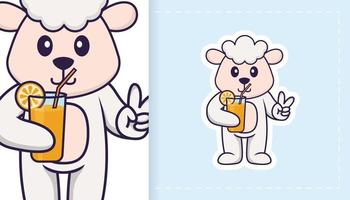 personnage de mascotte de mouton mignon. peut être utilisé pour les autocollants, les patchs, les textiles, le papier. illustration vectorielle vecteur