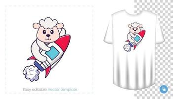 personnage de mouton mignon. impressions sur t-shirts, sweat-shirts, étuis pour téléphones portables, souvenirs. illustration vectorielle isolée sur fond blanc. vecteur