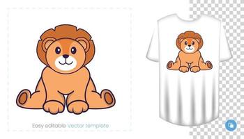 personnage de lion mignon. impressions sur t-shirts, sweat-shirts, étuis pour téléphones portables, souvenirs. illustration vectorielle isolée sur fond blanc. vecteur