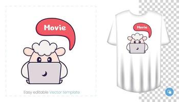 personnage de mouton mignon. impressions sur t-shirts, sweat-shirts, étuis pour téléphones portables, souvenirs. illustration vectorielle isolée sur fond blanc. vecteur