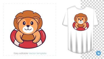 personnage de lion mignon. impressions sur t-shirts, sweat-shirts, étuis pour téléphones portables, souvenirs. illustration vectorielle isolée sur fond blanc. vecteur