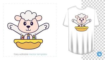 personnage de mouton mignon. impressions sur t-shirts, sweat-shirts, étuis pour téléphones portables, souvenirs. illustration vectorielle isolée sur fond blanc. vecteur