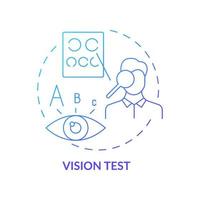 icône de concept de gradient de test de vision. examen de la vue du patient par un médecin. faire des tests médicaux importants avant la chirurgie oculaire idée abstraite illustration de la ligne mince. dessin en couleur de contour isolé de vecteur