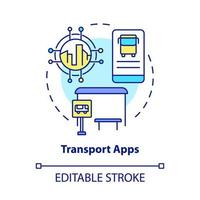 icône de concept d'applications de transport. service en ligne d'horaires numériques. logiciel de contrôle des transports publics idée abstraite illustration fine ligne. dessin de couleur de contour isolé de vecteur. trait modifiable vecteur