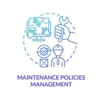 gestion des politiques de maintenance icône de concept de dégradé bleu. contrôle des équipements opérationnels. illustration de ligne mince d'idée abstraite de gestion des opérations. dessin en couleur de contour isolé de vecteur