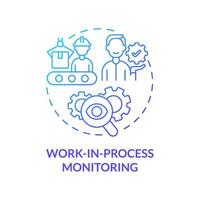 travail en cours surveillant l'icône de concept de dégradé bleu. contrôler l'efficacité de la production. illustration de ligne mince d'idée abstraite de gestion des opérations. dessin en couleur de contour isolé de vecteur