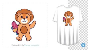 personnage de lion mignon. impressions sur t-shirts, sweat-shirts, étuis pour téléphones portables, souvenirs. illustration vectorielle isolée sur fond blanc. vecteur