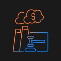 icône de vecteur de gradient d'enchères d'émission pour le thème sombre. appel d'offres pour l'opportunité de polluer. initiative environnementale. symbole de couleur de ligne mince. pictogramme de style moderne. dessin de contour isolé de vecteur