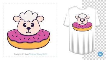 personnage de mouton mignon. impressions sur t-shirts, sweat-shirts, étuis pour téléphones portables, souvenirs. illustration vectorielle isolée sur fond blanc. vecteur