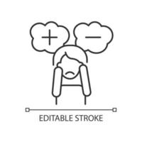 icône linéaire de consternation et de perplexité. symptôme de trouble mental. problème psychologique. illustration personnalisable de fine ligne. symbole de contour. dessin de contour isolé de vecteur. trait modifiable vecteur