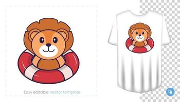 personnage de lion mignon. impressions sur t-shirts, sweat-shirts, étuis pour téléphones portables, souvenirs. illustration vectorielle isolée sur fond blanc. vecteur