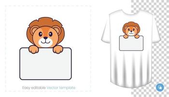 personnage de lion mignon. impressions sur t-shirts, sweat-shirts, étuis pour téléphones portables, souvenirs. illustration vectorielle isolée sur fond blanc. vecteur