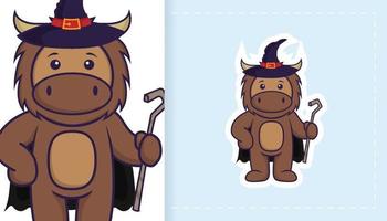 personnage de mascotte de taureau mignon. peut être utilisé pour les autocollants, les patchs, les textiles, le papier. illustration vectorielle vecteur