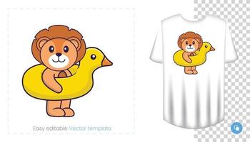 personnage de lion mignon. impressions sur t-shirts, sweat-shirts, étuis pour téléphones portables, souvenirs. illustration vectorielle isolée sur fond blanc. vecteur