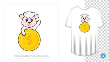 personnage de mouton mignon. impressions sur t-shirts, sweat-shirts, étuis pour téléphones portables, souvenirs. illustration vectorielle isolée sur fond blanc. vecteur