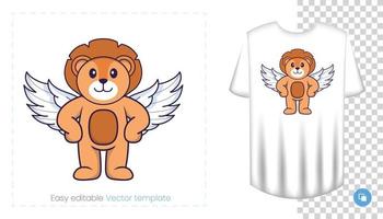 personnage de lion mignon. impressions sur t-shirts, sweat-shirts, étuis pour téléphones portables, souvenirs. illustration vectorielle isolée sur fond blanc. vecteur