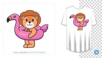 personnage de lion mignon. impressions sur t-shirts, sweat-shirts, étuis pour téléphones portables, souvenirs. illustration vectorielle isolée sur fond blanc. vecteur