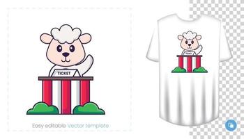 personnage de mouton mignon. impressions sur t-shirts, sweat-shirts, étuis pour téléphones portables, souvenirs. illustration vectorielle isolée sur fond blanc. vecteur