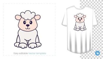 personnage de mouton mignon. impressions sur t-shirts, sweat-shirts, étuis pour téléphones portables, souvenirs. illustration vectorielle isolée sur fond blanc. vecteur