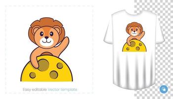 personnage de lion mignon. impressions sur t-shirts, sweat-shirts, étuis pour téléphones portables, souvenirs. illustration vectorielle isolée sur fond blanc. vecteur