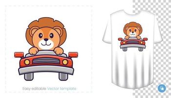 personnage de lion mignon. impressions sur t-shirts, sweat-shirts, étuis pour téléphones portables, souvenirs. illustration vectorielle isolée sur fond blanc. vecteur