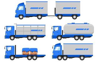 ensemble de véhicules. illustration vectorielle de camions de fret vecteur