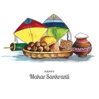 joyeux makar sankranti carte de vœux conception du festival inde vecteur