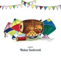 joyeux makar sankranti carte de vœux conception du festival inde vecteur