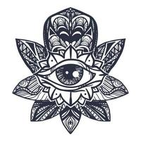 oeil sur tatouage de lotus vecteur