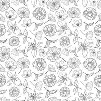 motif floral sans couture vintage dans un style dessiné à la main vecteur