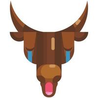 Emoji de visage de taureau qui pleure, icône de vache en larmes signe d'émotion isolé vecteur