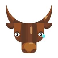 emoji de visage de taureau bouleversé, vache triste avec icône de larme signe d'émotion isolé vecteur