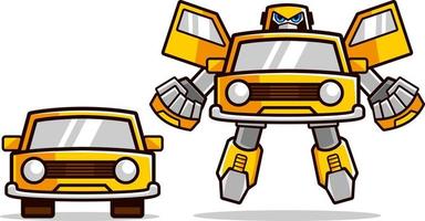 voiture de taxi robot jaune transformer et voler vecteur