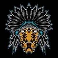 illustration du logo du chef de lion indien vecteur
