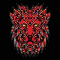 illustration du logo tête de lion rouge vecteur