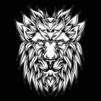 illustration du logo tête de lion noir et blanc vecteur