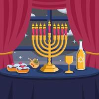 heureux concept de menorah de hanukkah vecteur