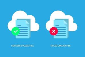 succès et échec de téléchargement de fichier concept illustration design plat vecteur eps10. élément graphique simple et moderne pour l'icône, la page de destination, l'interface utilisateur d'état vide, l'infographie, etc.